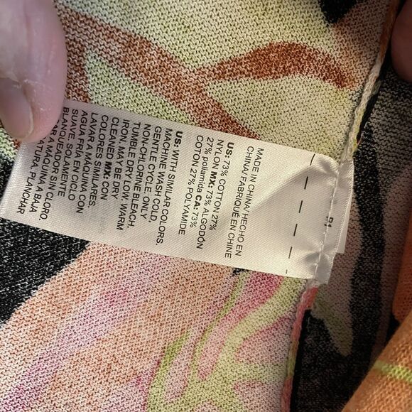 Chico’s Tropical Leaves Print 3/4 Sleeve Open Front Lightweight Cardigan Small - Picture 4 of 7